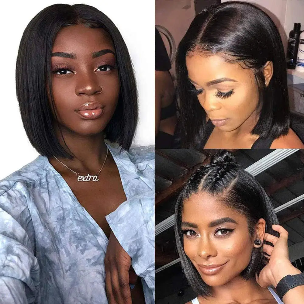 U Part Wig Straight short Bob Human Hair Wigs For Women U Shape Brazilian Remy Human Hair 250% No Leave Out Machine Made Wig