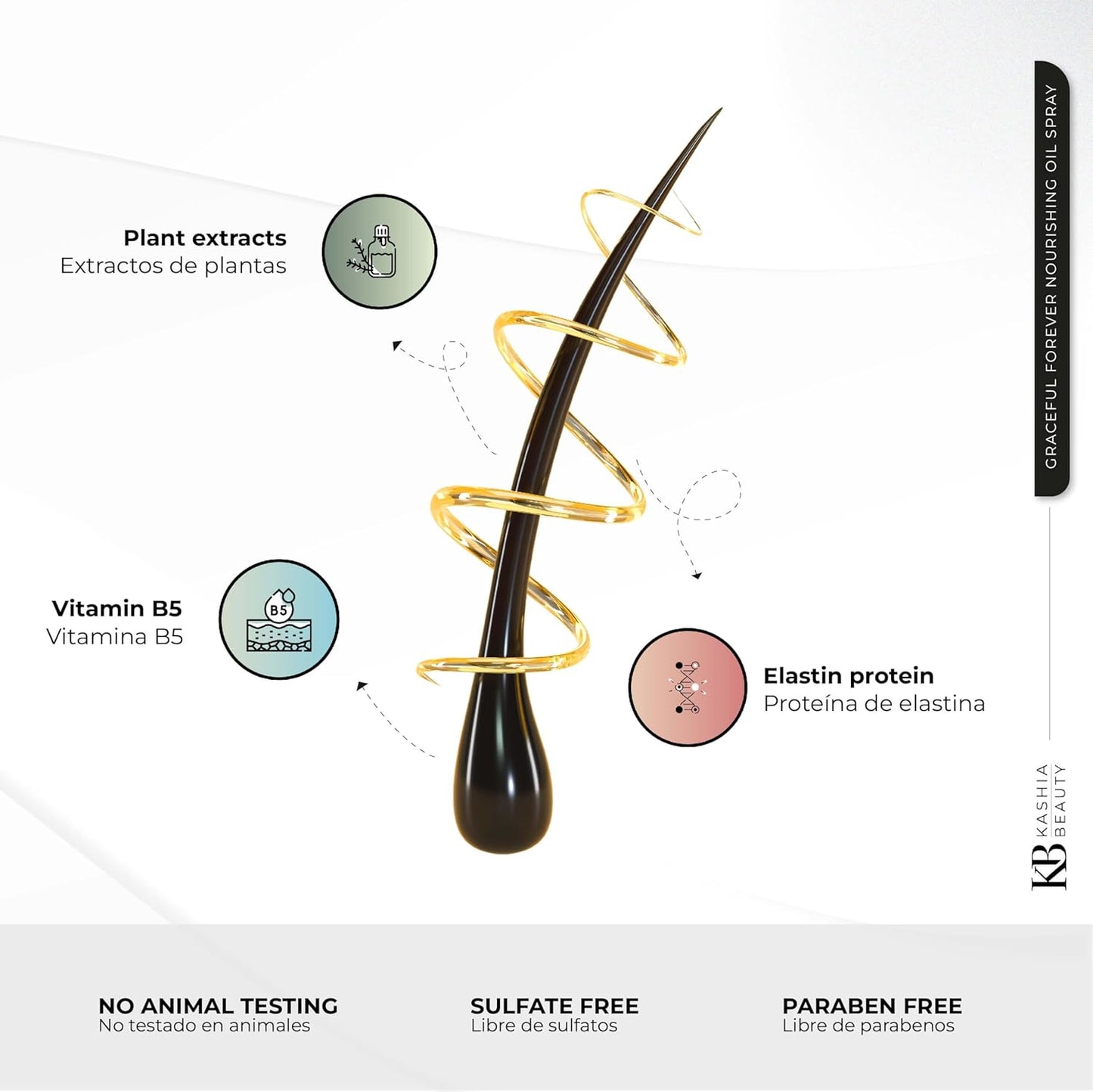 KASHIA BEAUTY. Infusión de Keratina Reparadora Capilar 60 ml. Fórmula sin enjuague. Rutina capilar para puntas abiertas.
