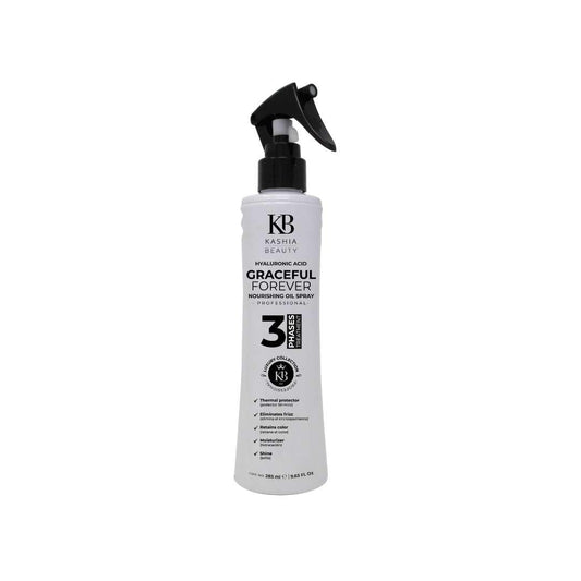 Kashia Beauty. Aceite Nutritivo en Spray Graceful Forever 285 ml. Aplicación sin aclarado para un cabello radiante y saludable. Hidratación intensa, desenredante y nutrición profunda. Protector térmico.
